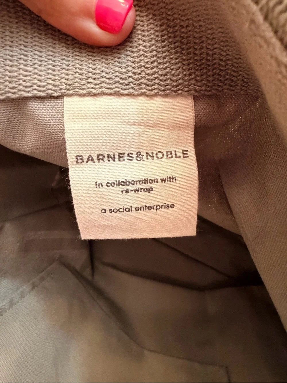 Barnes & Noble Lot of 2 100% Organic Grey Canvas Tote Natural Colors Tote NWT